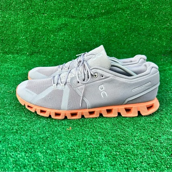 On Running Gray and Orange Athletic Shoes - Picture 3 of 9